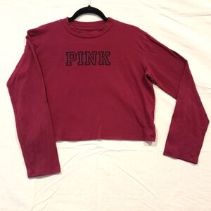 PINK Victoria's Secret Women's Maroon Long Sleeve Crop Top